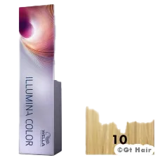 Wella Illumina Color 10 Lightest Blonde/Neutral 2oz is a good choice.
