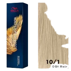 Wella Koleston Perfect Rich Naturals 10/1 Lightest Blonde/Ash 2oz is a good choice.