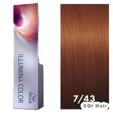 Wella Illumina Color 7/43 Medium Blonde/Red Gold 2oz.
