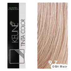 Keune Tinta Color 9.7 Very Light Violet Blonde 2oz is a very light shade.