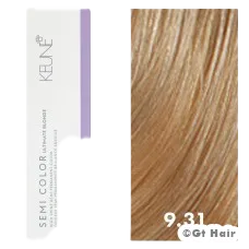 A 2oz jar of Keune Semi Semi Color 9.31 is a very light and bright shade of Gold Blonde.