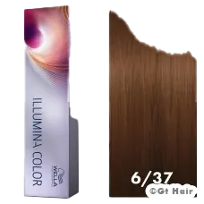 The 2oz bottle of Wella Illumina Color 6/37 Dark Blonde/Gold Brown is a must-have.
