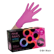 Framar Pink Paws Nitrile Gloves 100pk - Large